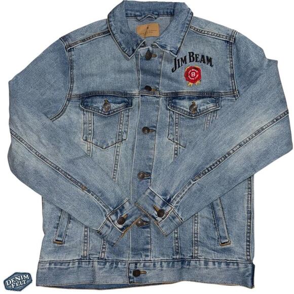 Jim Beam Unisex Medium Wash Denim Button Up Trucker Jean Jacket | NEW!! - Picture 3 of 11